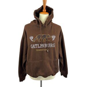Gatlinburg Tennessee Brown Hoodie Womens M Rhinestone Bear